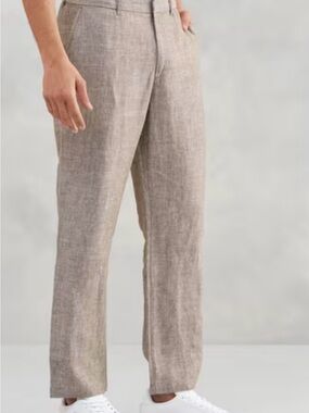 H&M Men's Light Beige Linen-Blend Dress Pants With Excellent Condition